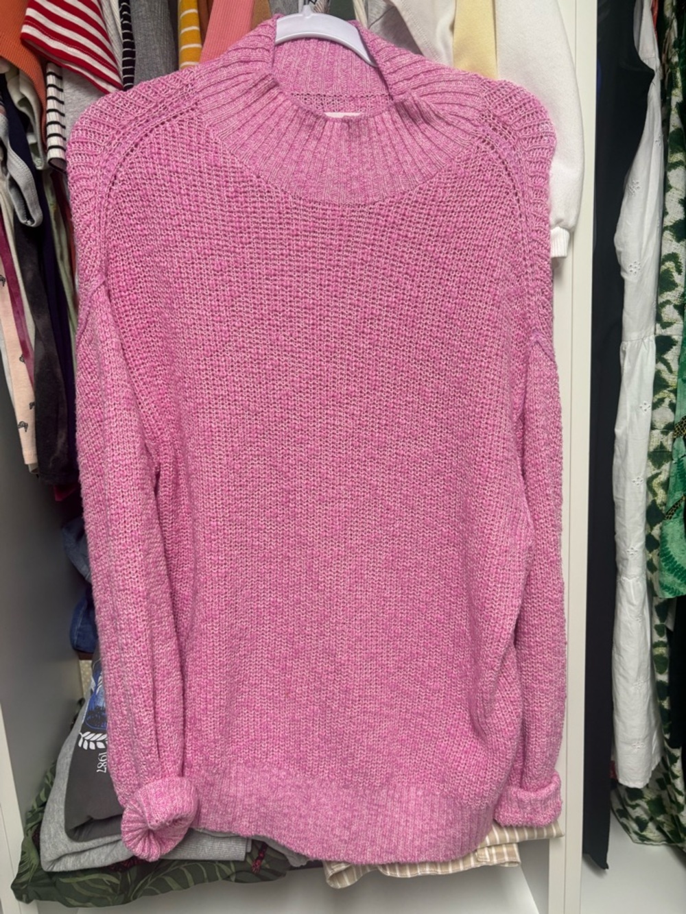 Aerie Pink Rib-Knit Crewneck Sweater